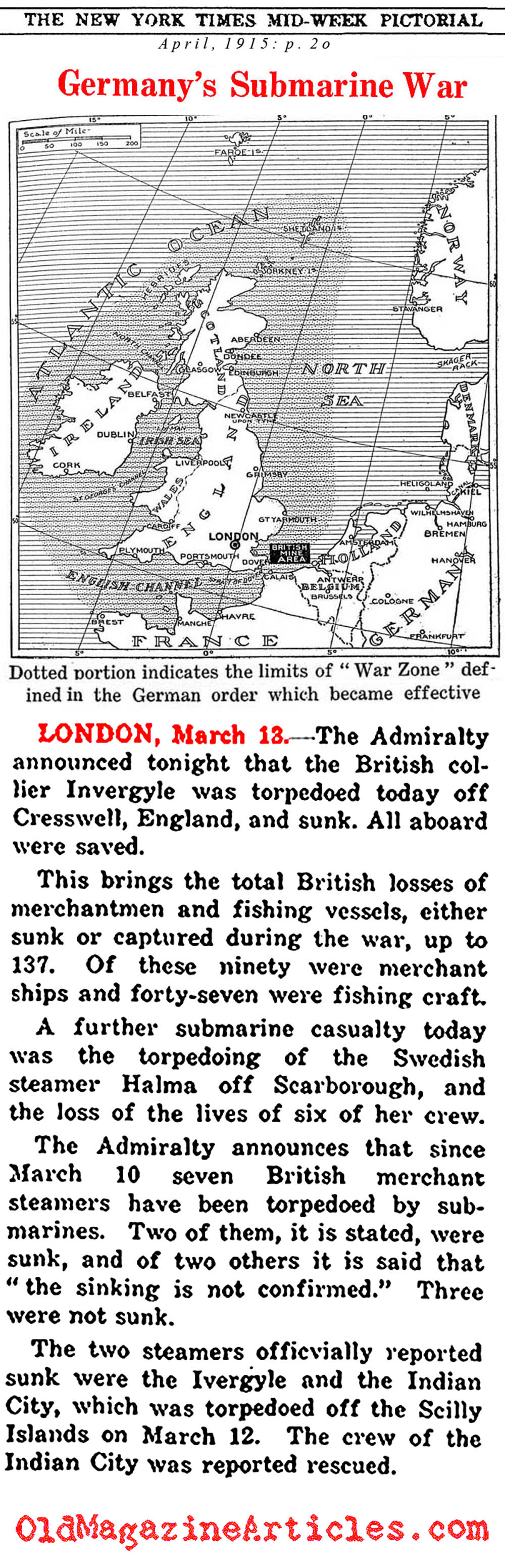 Submarine Warfare: The First Seven Months (NY Times, 1915)